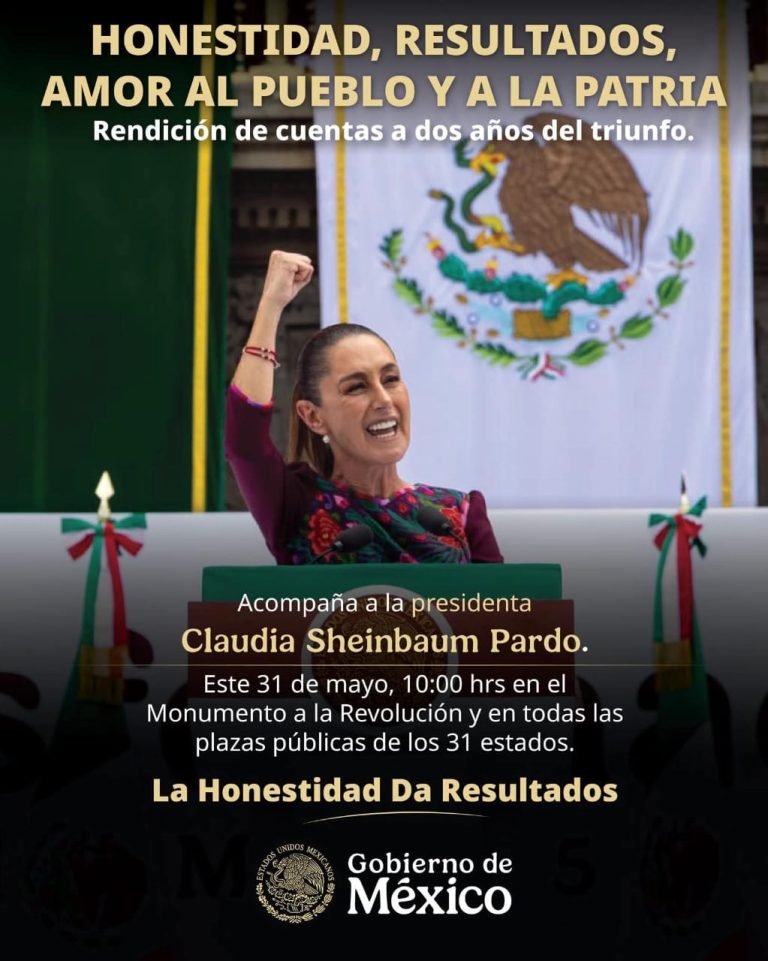 Gobierno federal convoca a ciudadanía a seguir segunda rendición de cuentas de Claudia Sheinbaum